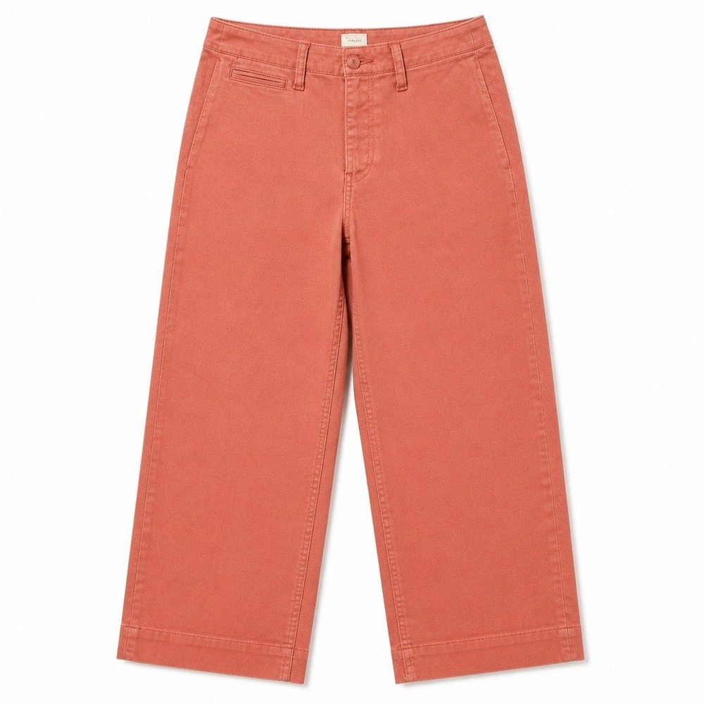 A New Day Womens 8 Coral Wide Leg Crop Pants High Rise Stretch Chino Coastal